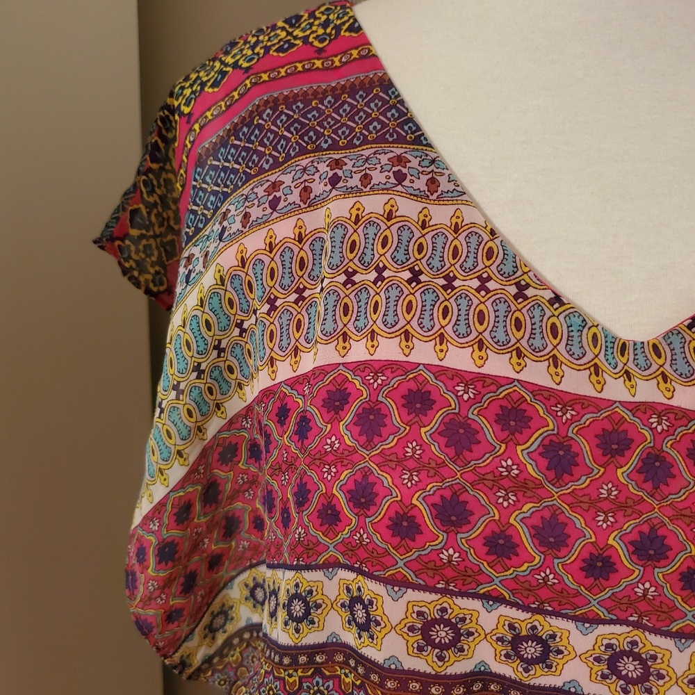 Francesca's Buttons Multi Colored Patterned Dress - image 2